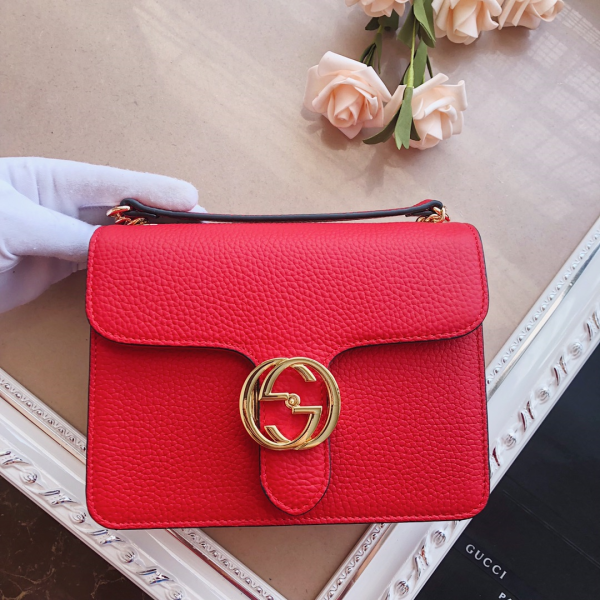 Gucci Litchi Pattern Crossbody Bag