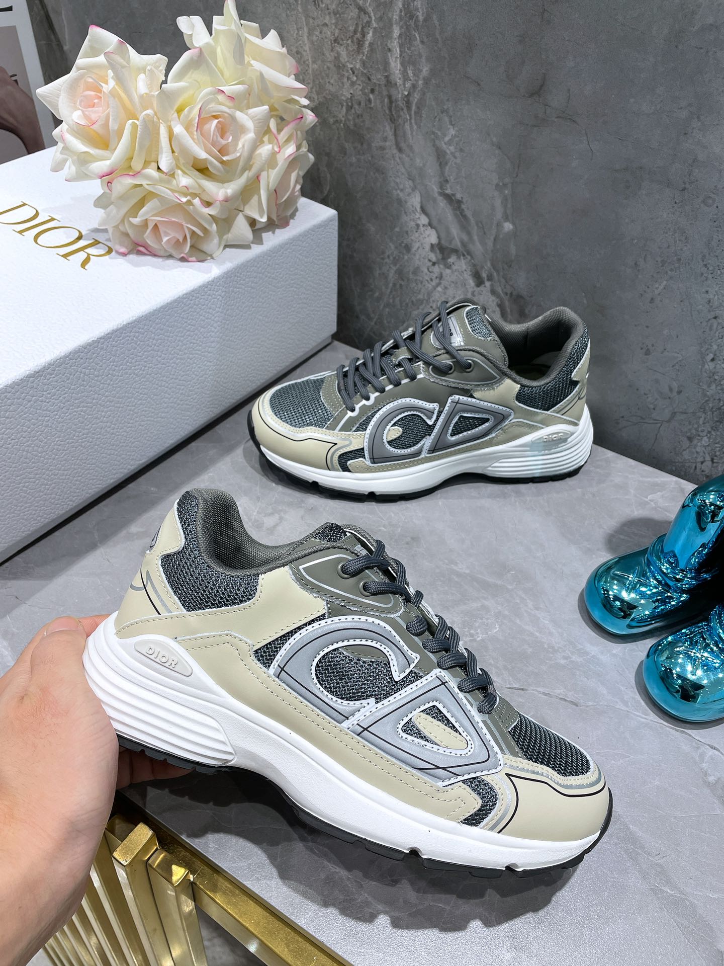 Dior B30 Dad Sneakers Green Gray (AA Normal Quality Version) - Image 4
