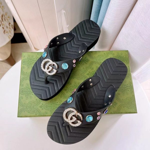 Gucci Shoes V-shaped toe clamp Band drill Slide Sandal