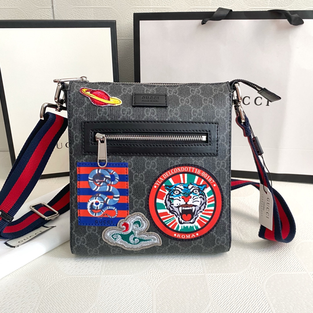 GUCCI Classic Canvas&Leather Crossbody Bag - Image 8