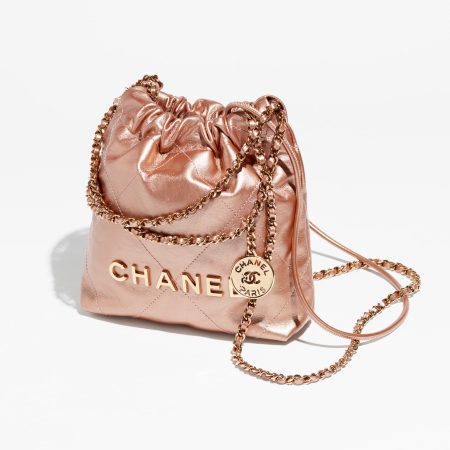 CHANEL 22 MINI HANDBAG Metallic Calfskin & Pink Gold-Tone Metal Copper - Image 2