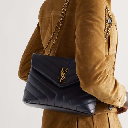 SAINT LAURENT YSL Loulou small quilted leather shoulder bag navy - Image 4