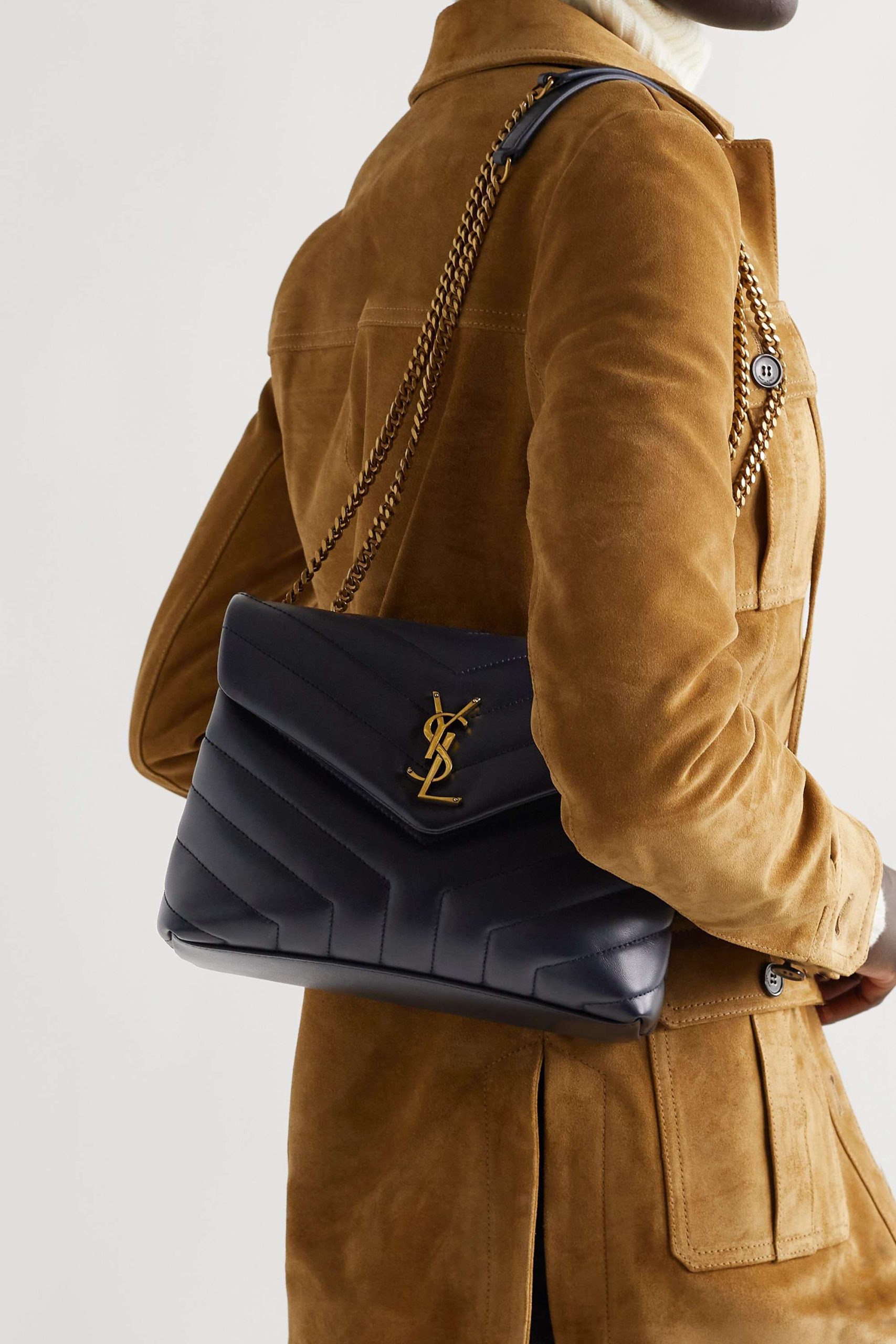 SAINT LAURENT YSL Loulou small quilted leather shoulder bag navy - Image 4
