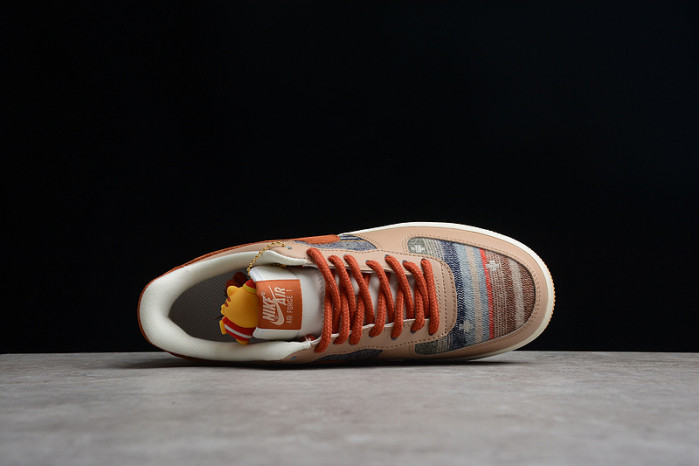 Nike Air Force 1 07 ESS White Brown Metallic Gold CW2288-686 - Image 4