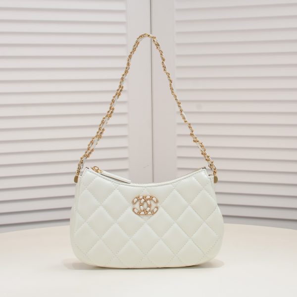 Chanel 23K Double C Hobo Chain Shoulder Bag Handbag