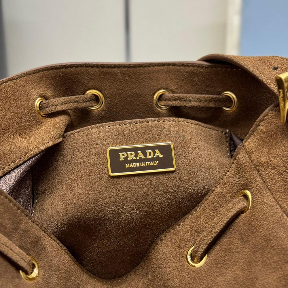 Prada Suede Bucket Bag 10A quality 1BE079 - Image 9