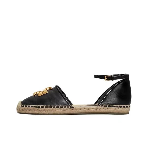 Tory Burch Eleanor D'orsay Stylish Flip-flops With Hemp Bottoms Sandals Slide
