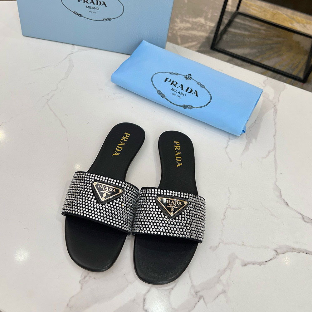 Prada  Band Drill Comfortable Flat Sandals Slide - Image 1