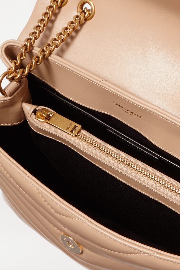 SAINT LAURENT Loulou small quilted leather shoulder bag beige
