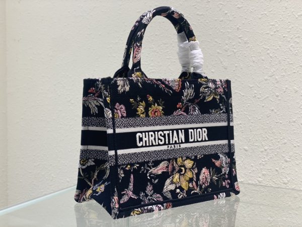 Dior Book Tote Small Black Multicolor Dior Jardin Botanique Embroidery