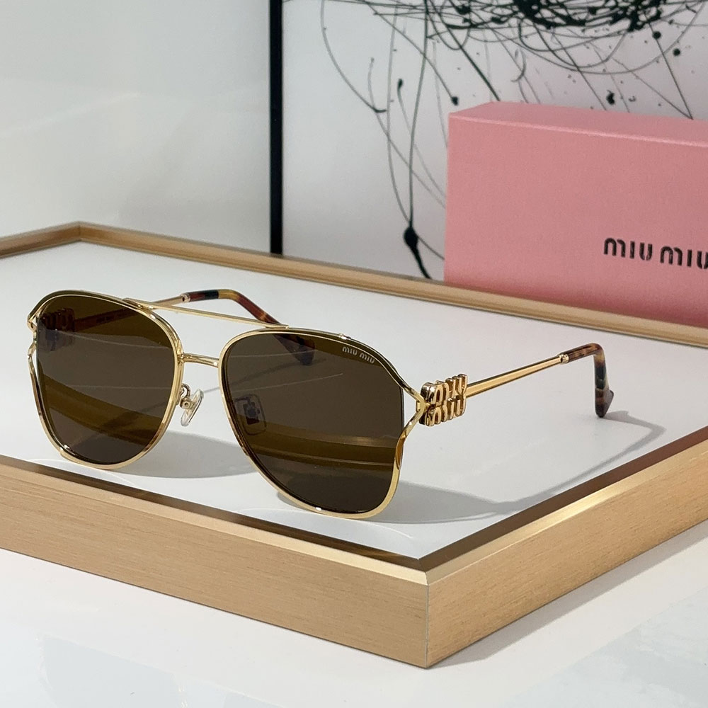 MIU MIU  Slim Metal Logo Mirror Legs Sunglasses Top quality - Image 1