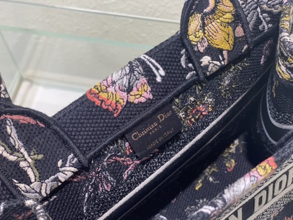 Dior Book Tote Small Black Multicolor Dior Jardin Botanique Embroidery