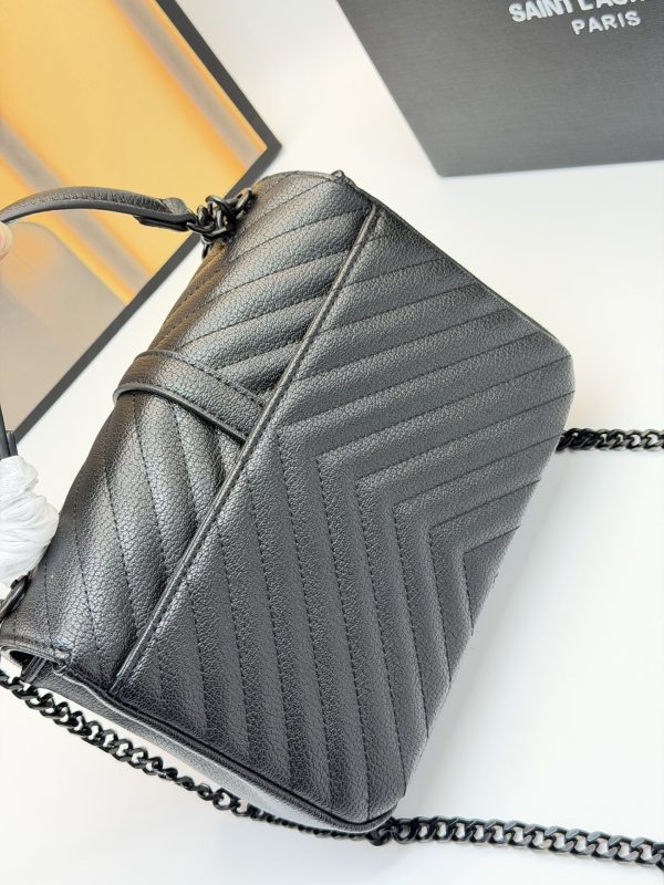 YSL College Black and Gold Messenger Bag