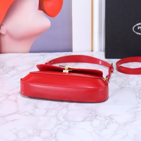 Prada Vernice Triangle Logo Flap Adjustable Strap Shoulder Bag Cherry - Image 4