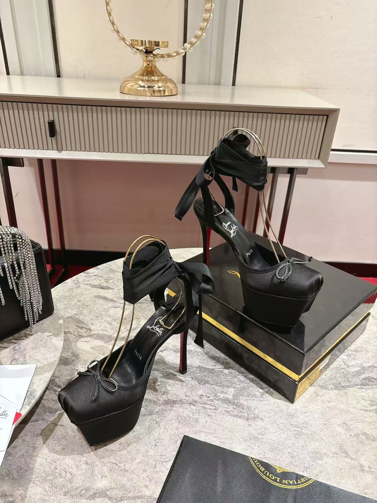 Christian Louboutin Cassia Lace Up Alta High Heels - Image 1