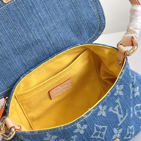 LV Monogram Denim Mini Pleaty Shoulder Bag - Image 8