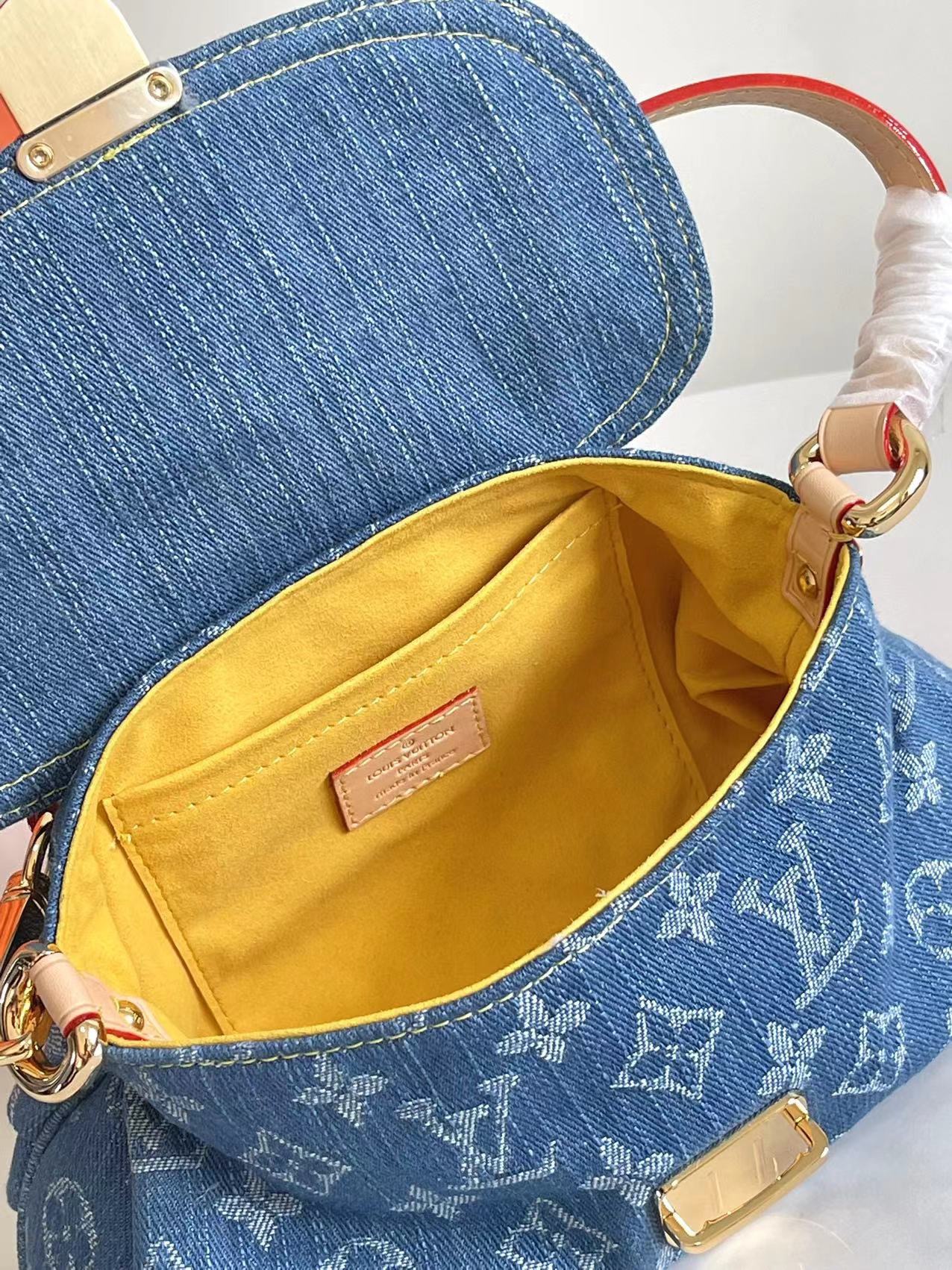 LV Monogram Denim Mini Pleaty Shoulder Bag - Image 8