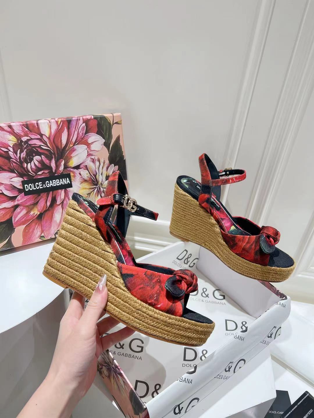 Dolce & Gabbana Hemp Rope Wedge Sandals - Image 5