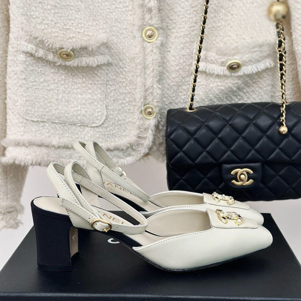 CHANEL Double C Calfskin Heels - Image 3
