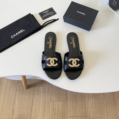Chanel 26P Large C-Logo Openwork Flat Slippers - Image 3