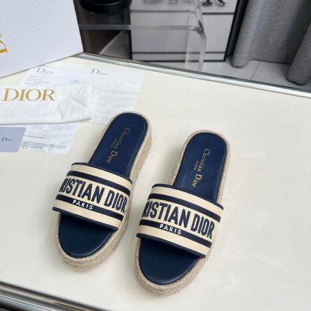 Dioriviera Dway Platform Slides embroidered cotton - Image 3
