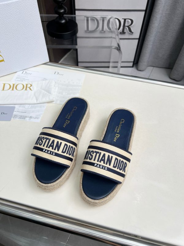 Dioriviera Dway Platform Slides embroidered cotton