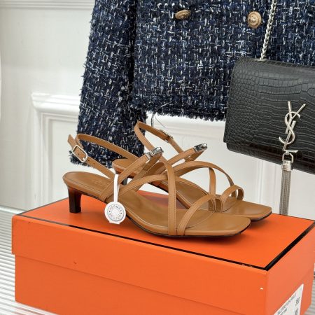 Hermès Kelly Buckle Thin-Strap Kitten-Heel Sandals