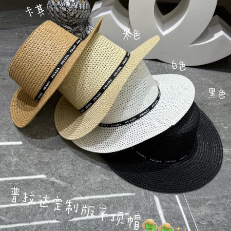 Prada Flat-Brimmed Straw Hat
