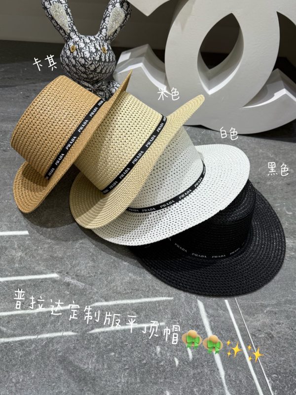 Prada Flat-Brimmed Straw Hat