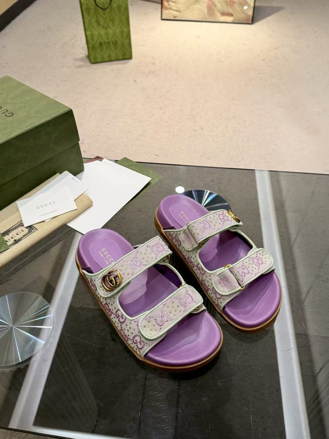Gucci Sandal With Double G Canvas - Image 1