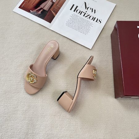 Gucci 25SS Double G Rhinestone Chunky-Heel Slides - Image 5