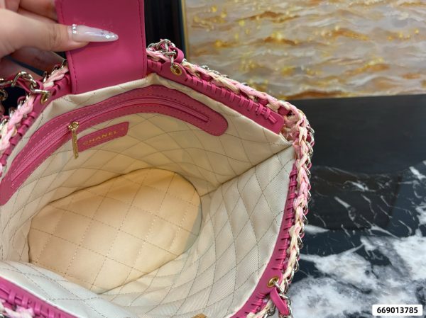 Chanel 23P Chain-Handled Woven Bag