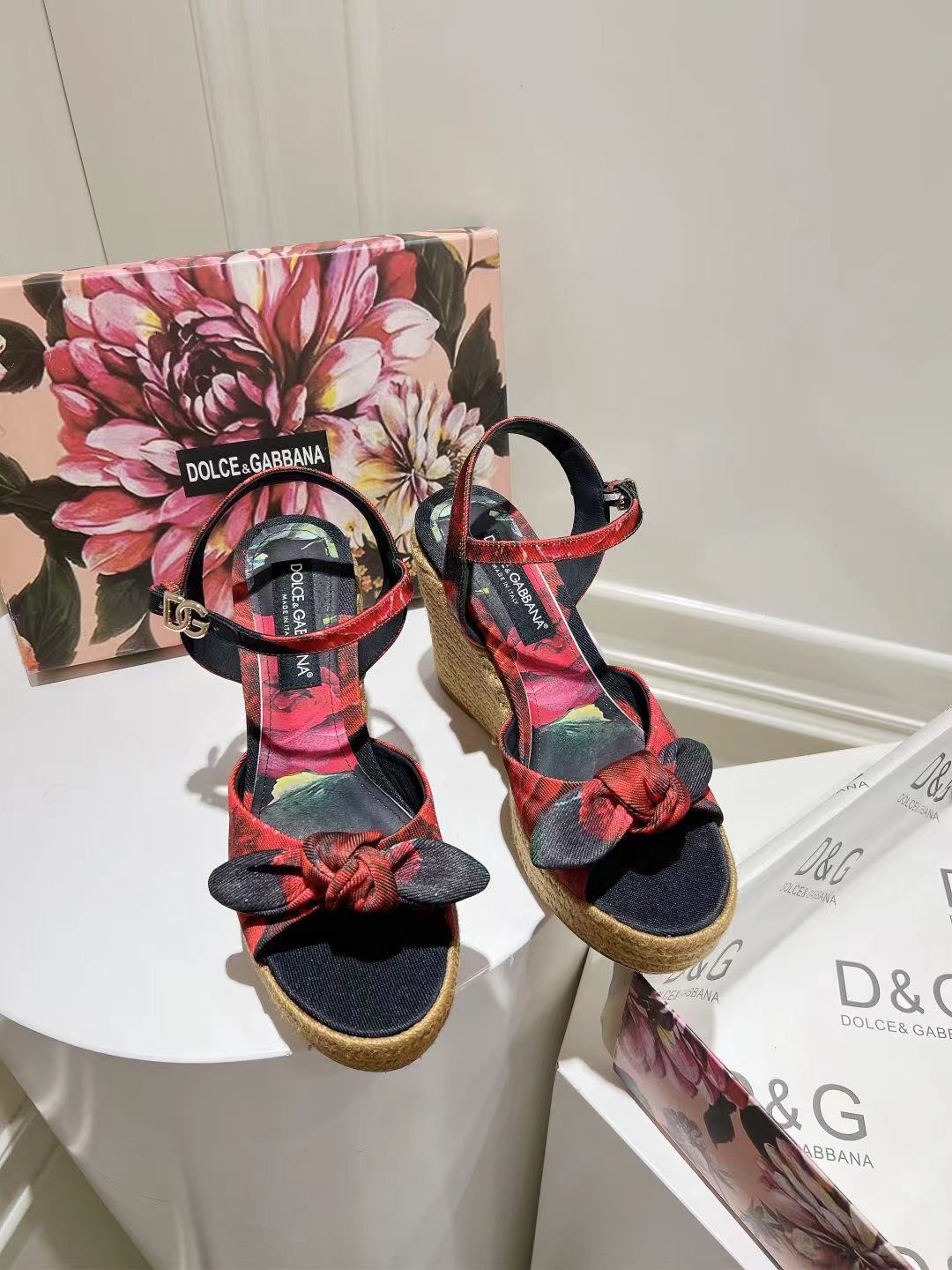 Dolce & Gabbana Hemp Rope Wedge Sandals - Image 6