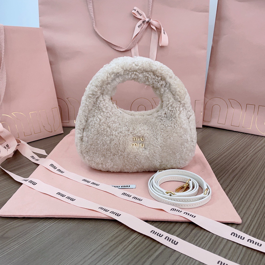 Miu Miu Wander Shearling Handbag, - Image 1