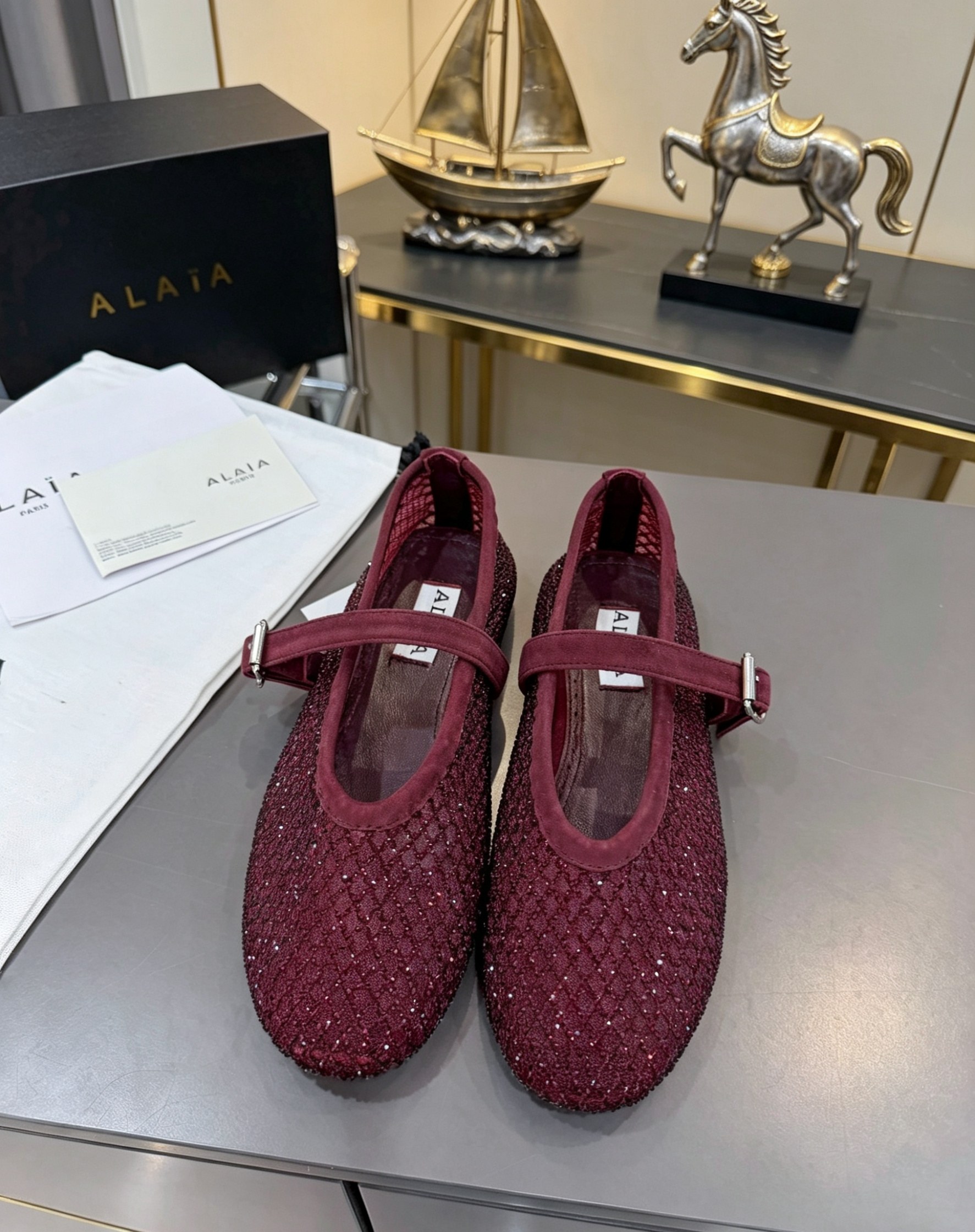 Alaya Flat Ballet Tulle Shoes with Rhinestone Accents - Image 13