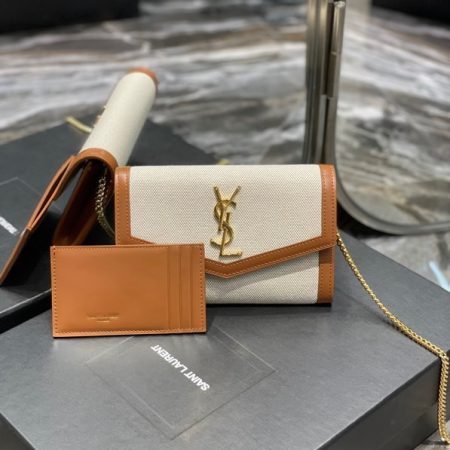 YSL Saint Laurent Genuine Leather Envelope Clutch Saffiano Leather Shoulder Bag - Image 3