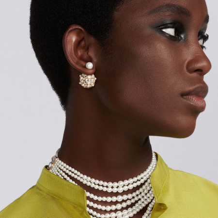 Christian Dior Round Diamond&Pearl Earrings - Image 2