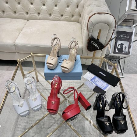 Prada Buckle Square-Heel Sandals