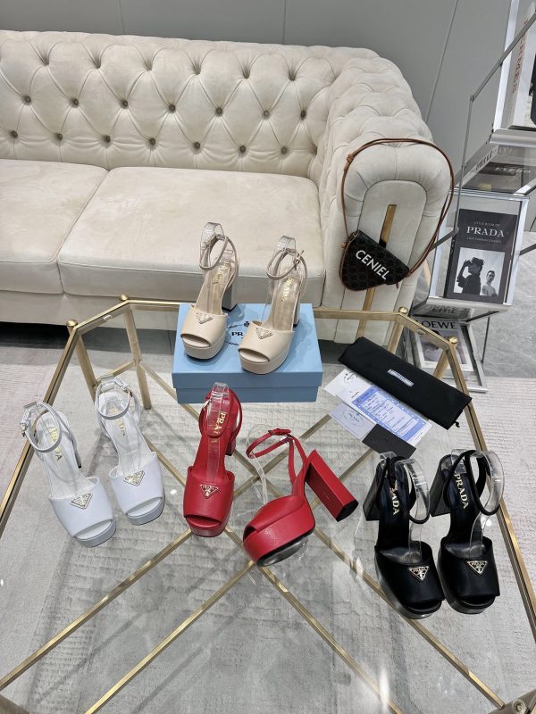 Prada Buckle Square-Heel Sandals