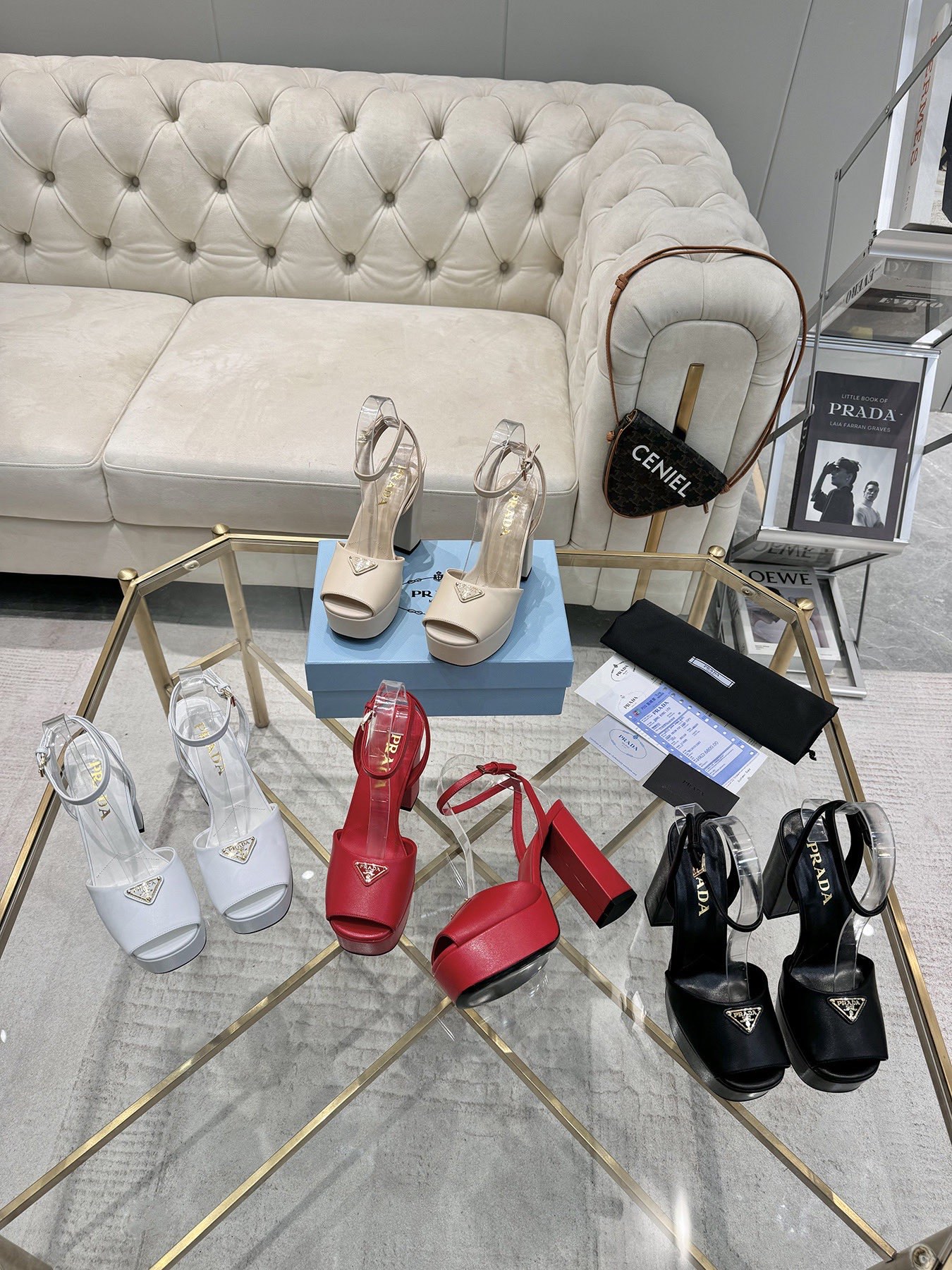 Prada Buckle Square-Heel Sandals - Image 1