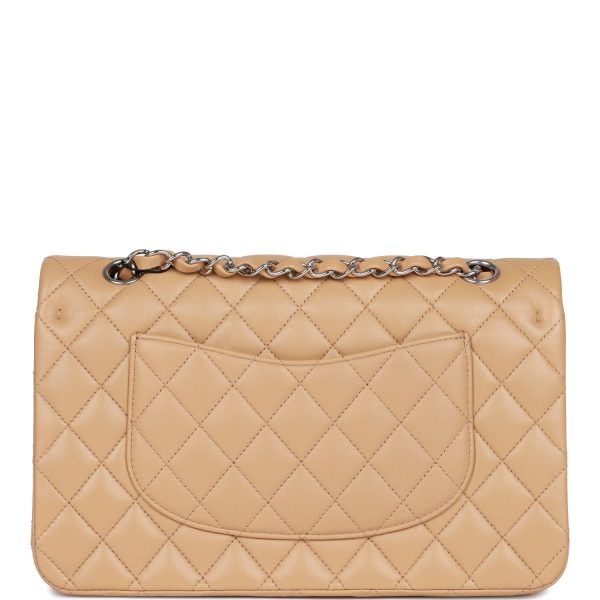 Chanel Classic Flag Bag Medium Classic Double Flap Bag Beige   Silver Hardware