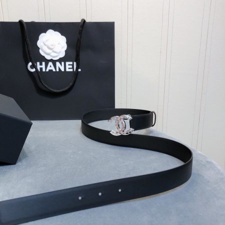 Chanel Belt With Double C Buckle Black With Full Silver Hardware Women Belt 30MM - Image 3