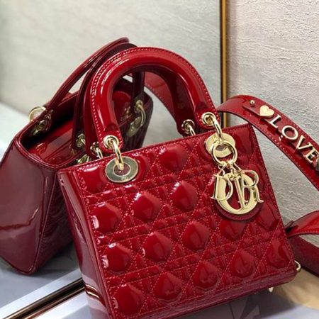 Dior Small Lady Bag - Lacquered Calfskin - Image 9