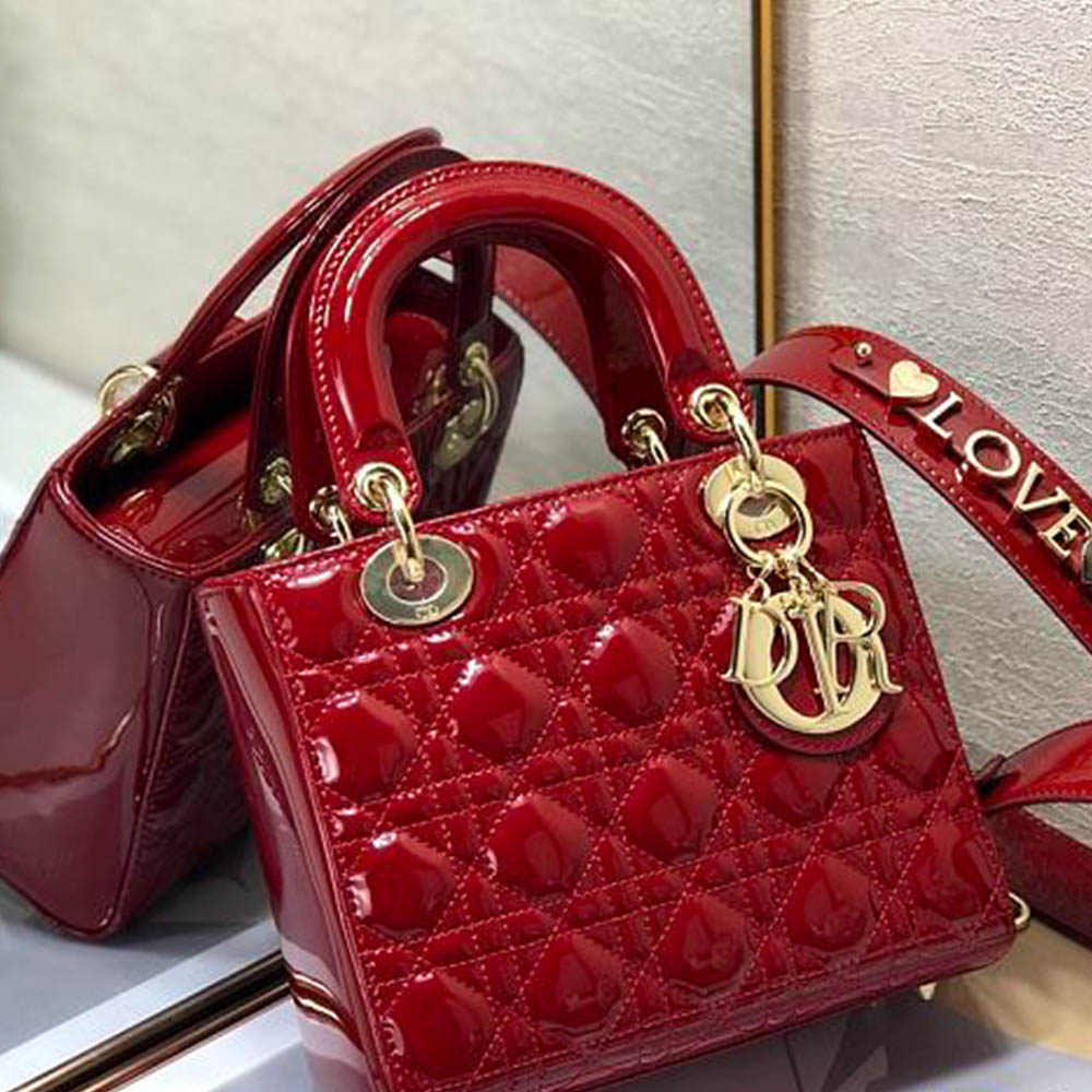 Dior Small Lady Bag - Lacquered Calfskin - Image 9