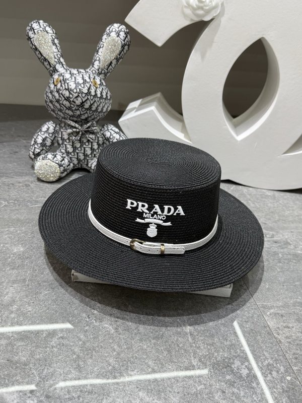 Prada Flat-Brimmed Straw Hat