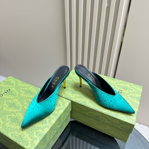 Gucci Pointed Toe High Heel Slippers Slide Sandal