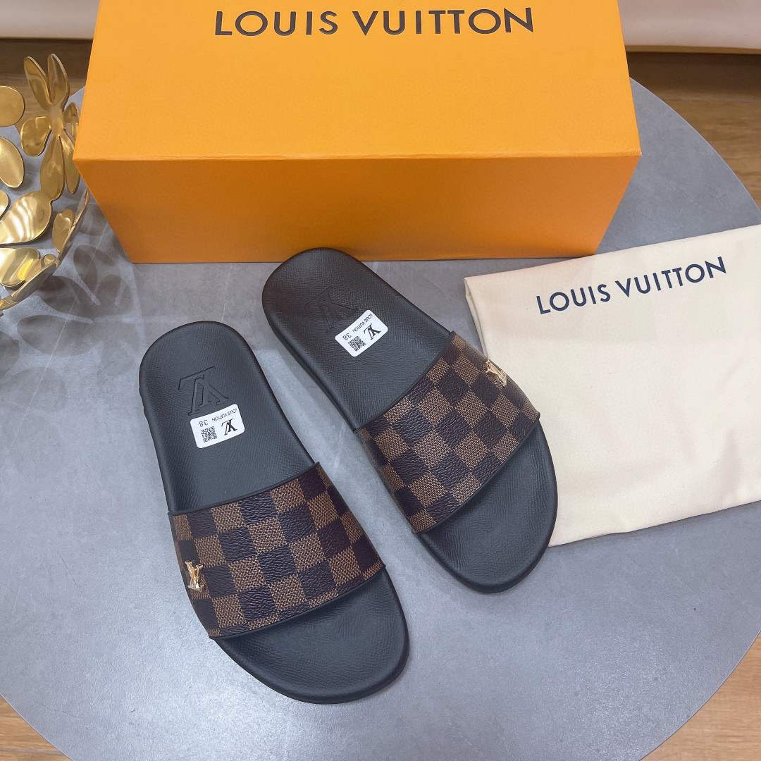 LV Rubber Fashion Plaid Flip-flops Slide Sandal - Image 3