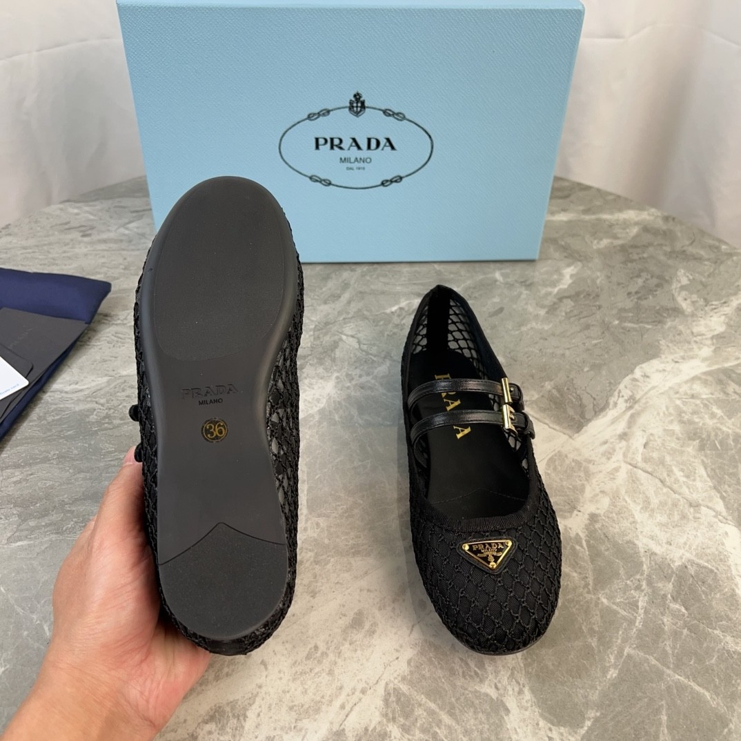 Prada Ballerine Mesh Mary Jane Shoes - Image 4