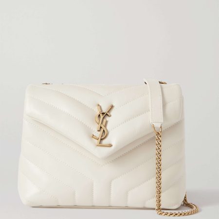 SAINT LAURENT YSL Loulou Small Quilted Leather Shoulder Bag white