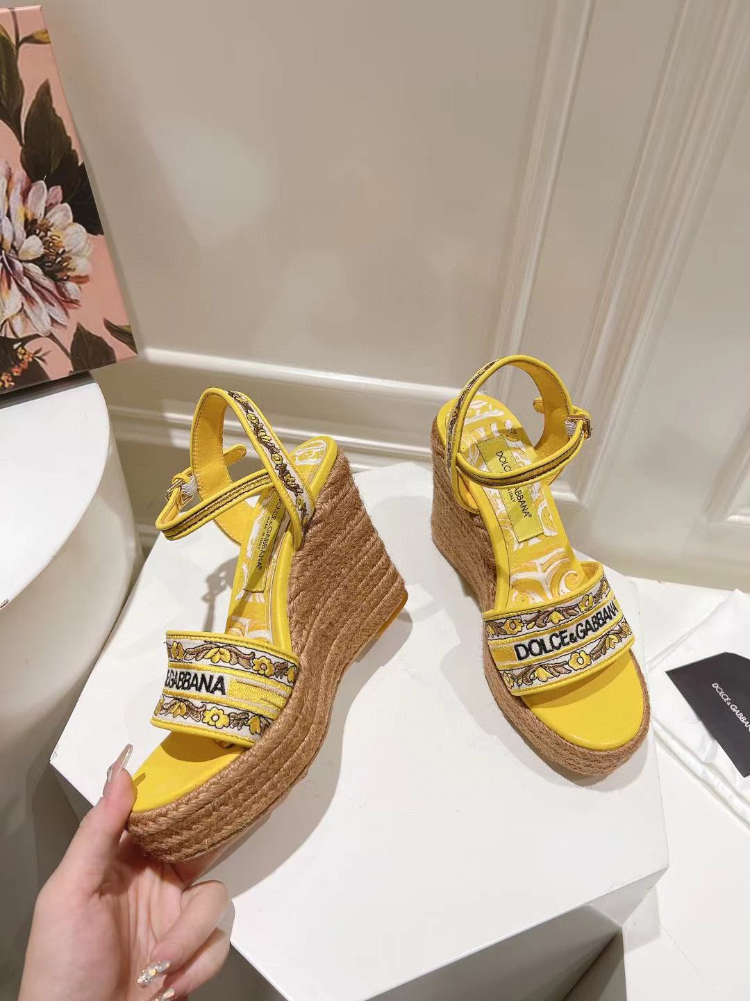 Dolce & Gabbana Hemp Rope Wedge Sandals - Image 3